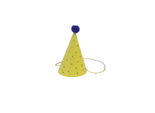 מיני כובע ליצן נקודות 6 יח' - צהוב זהב